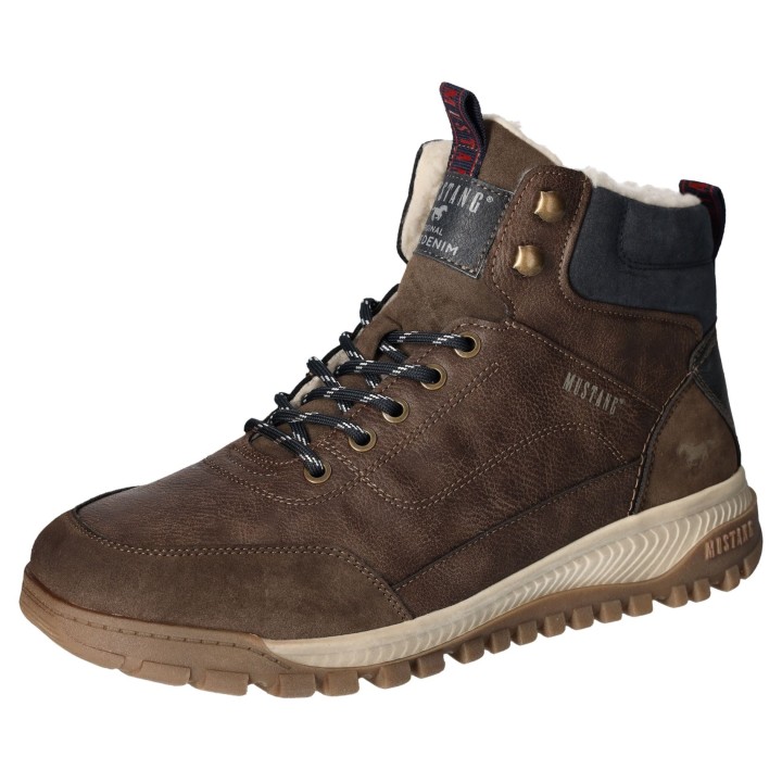 Mustang Shoes Winterboots, Keilabsatz, Schnürboots, Stiefelette mit Kontrastbesatz