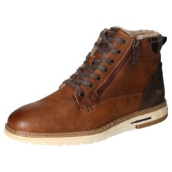 Mustang Shoes Winterboots, Schnürboots, Casual-Stiefelette mit kariertem Einsatz am Schaftrand