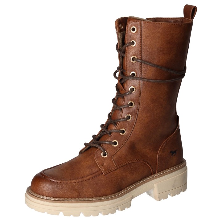 Mustang Shoes Schnürstiefelette, Reißverschluss-Boots, Schnürboots, Kurz-Stiefel mit Blockabsatz