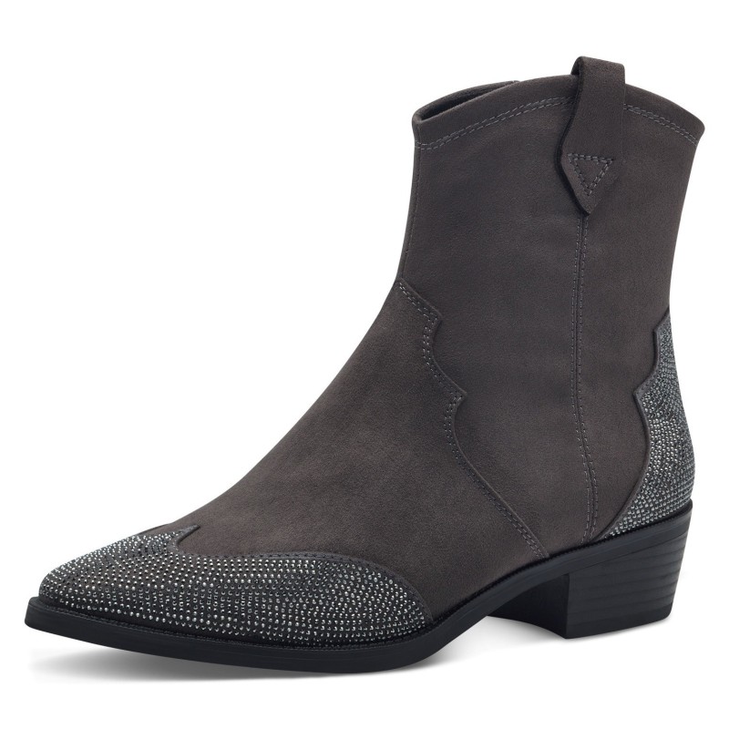 MARCO TOZZI Westernstiefelette, Blockabsatz, Cowboy Stiefelette, Boots, funkelnde Glitzersteinchen
