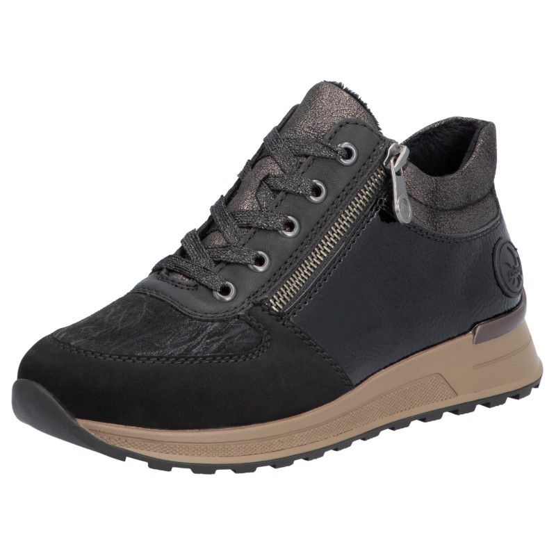Rieker Sneaker, Freizeitschuh, Halbschuh, Schnürschuh mit seitlichem Reißverschluss