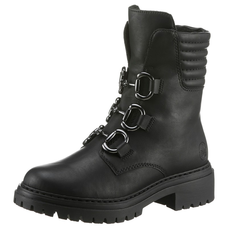 Rieker Winterstiefelette, Winterboots, Bikerboots, Blockabsatz, mit gepolstertem Schaftrand