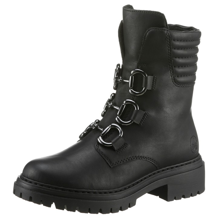 Rieker Winterstiefelette, Winterboots, Bikerboots, Blockabsatz, mit gepolstertem Schaftrand
