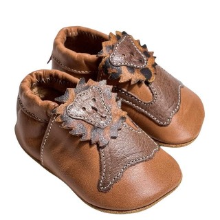 Anna und Paul Leo Krabbelschuh (1-tlg) Krabbelschuh mit Löwenmotiv, weichem Leder und elastischem Gummiband