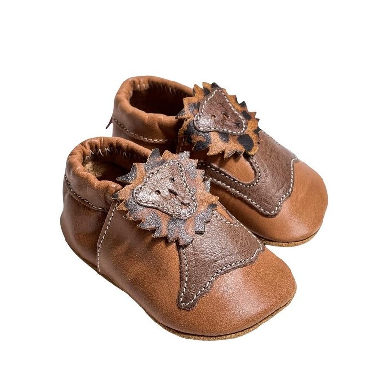 Anna und Paul Leo Krabbelschuh (1-tlg) Krabbelschuh mit Löwenmotiv, weichem Leder und elastischem Gummiband