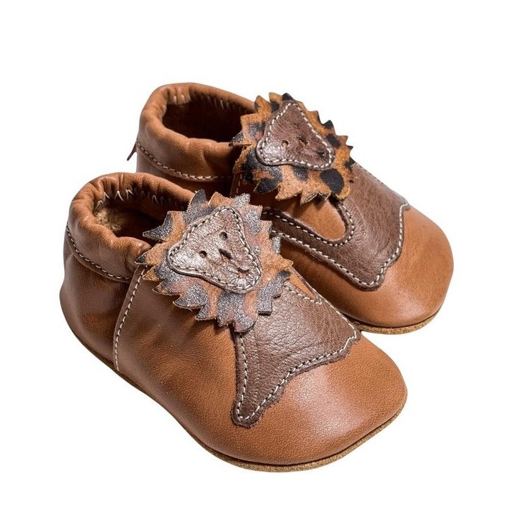 Anna und Paul Leo Krabbelschuh (1-tlg) Krabbelschuh mit Löwenmotiv, weichem Leder und elastischem Gummiband