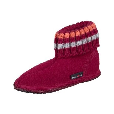 Haflinger  Pantoffeln Kinder Hüttenschuh Paul 631051-60 burgund Wolle 631051-60