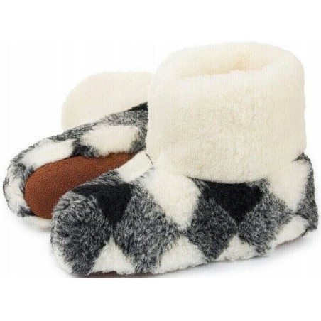 em-ka Damen Herren Hüttenschuhe Schafwolle Winter Warme Wollsocke Hausschuhe Hausschuh Füßwärmer-Naturprodukt