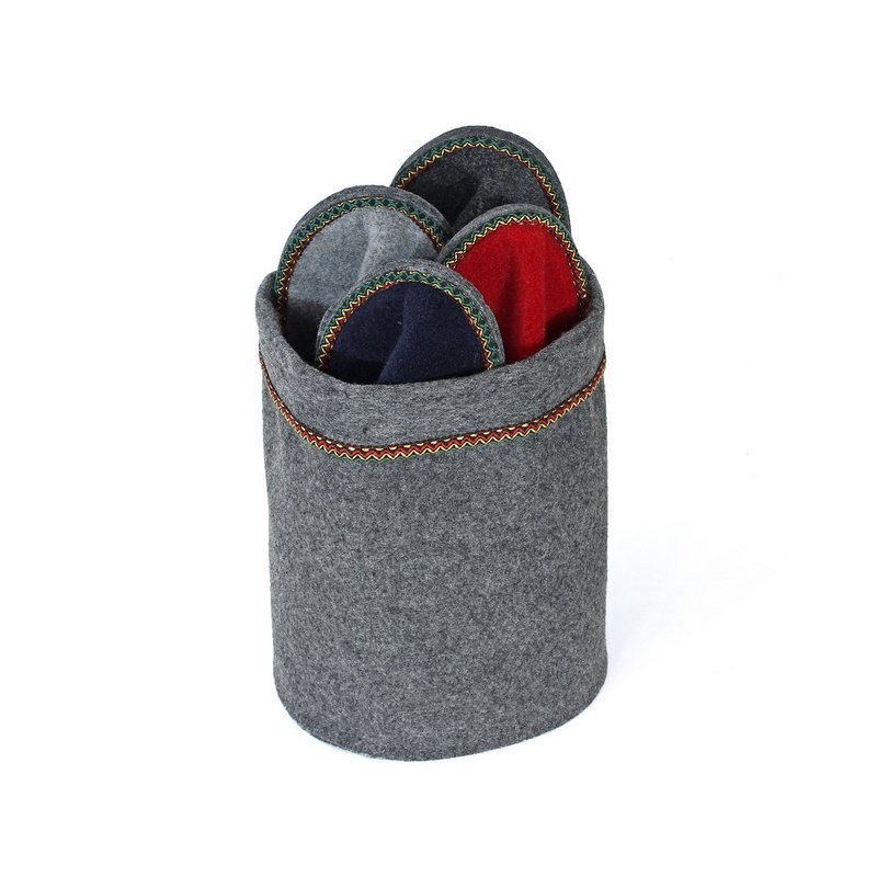 Pantoffelmann Pantoffelkorb Gästeset Filzpantoffel Herren Damen Filz Hausschuhe Pantoffel (1 Paar) für Laminat- und Parkettfu
