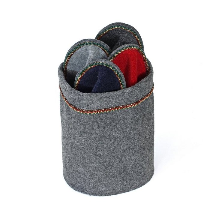 Pantoffelmann Pantoffelkorb Gästeset Filzpantoffel Herren Damen Filz Hausschuhe Pantoffel (1 Paar) für Laminat- und Parkettfu