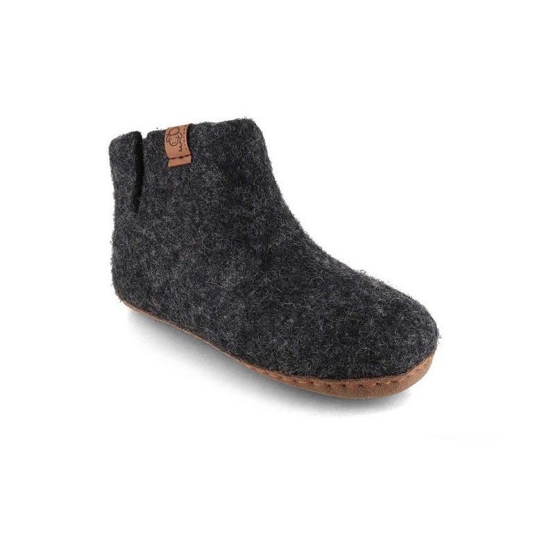 WoolFit Yeti Kids Barfußhausschuhe Hausschuh mit Footprint Fußbett