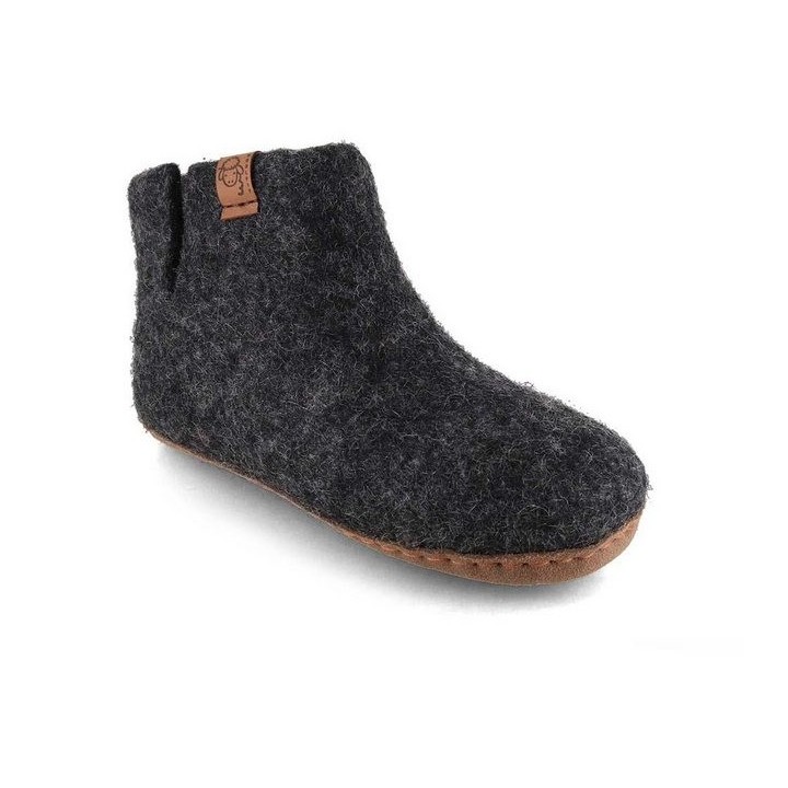 WoolFit Yeti Kids Barfußhausschuhe Hausschuh mit Footprint Fußbett