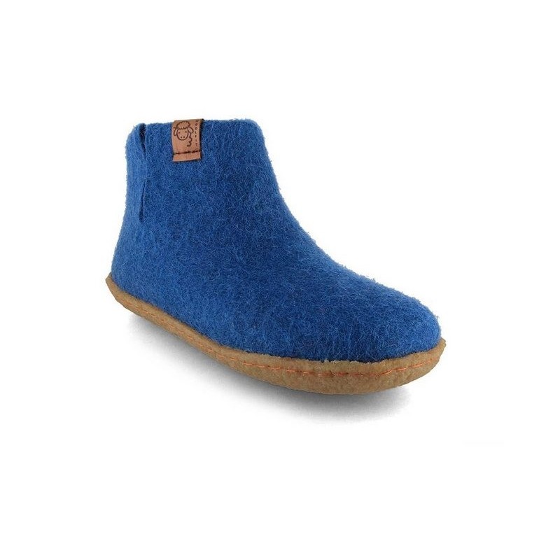 WoolFit Yeti Kids Barfußhausschuhe Hausschuh mit Footprint Fußbett