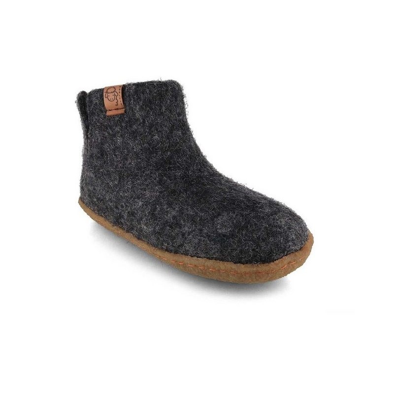 WoolFit Yeti Kids Barfußhausschuhe Hausschuh mit Footprint Fußbett