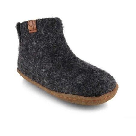 WoolFit Yeti Kids Barfußhausschuhe Hausschuh mit Footprint Fußbett