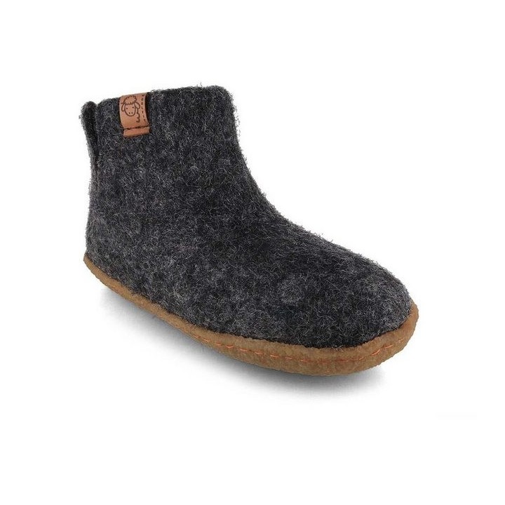 WoolFit Yeti Kids Barfußhausschuhe Hausschuh mit Footprint Fußbett