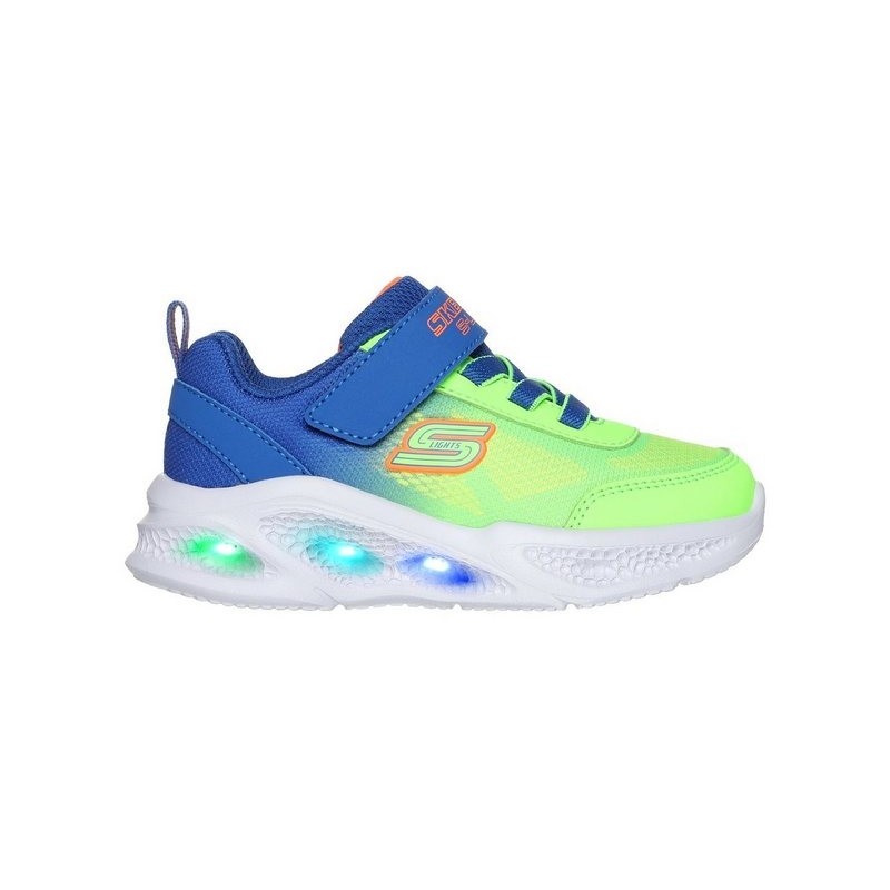 Skechers SKECHERS METEOR-LIGHTS Lauflernschuh, Blink,-Klettschuh zum Schlüpfen, Neon, Größenschablone zum Download