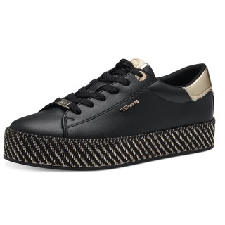 Damen Low Sneaker Low Top 1-23713-42 Schwarz 048 Black/Gold ... 37