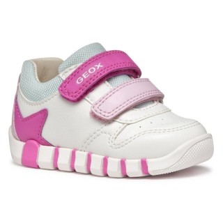 Geox B IUPIDOO GIRL Lauflernschuh, Sneaker, Klettschuh, Mädchenschuh mit großem Stern an der Ferse