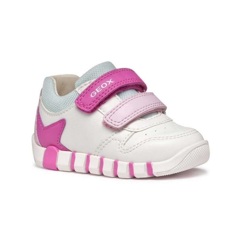 Geox B IUPIDOO GIRL Lauflernschuh, Sneaker, Klettschuh, Mädchenschuh mit großem Stern an der Ferse