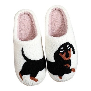 Refttenw Flauschige Hausschuh Herren Winter Lustige Hausschuhe Damen Plüsch Hausschuhe Dackel