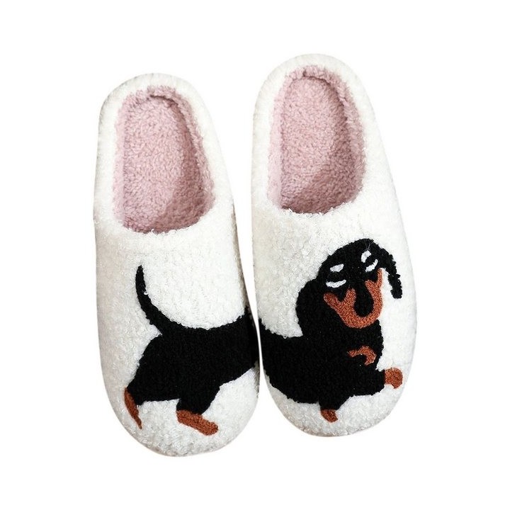 Refttenw Flauschige Hausschuh Herren Winter Lustige Hausschuhe Damen Plüsch Hausschuhe Dackel