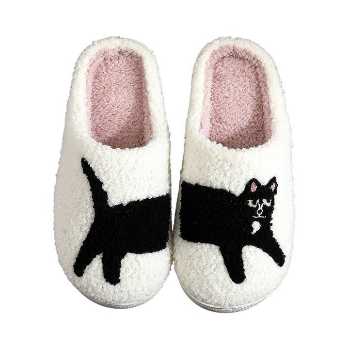 Refttenw Flauschige Hausschuh Herren Winter Lustige Hausschuhe Damen Plüsch Hausschuhe Kätzchen