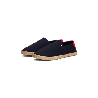 Tommy Hilfiger HILFIGER ESPADRILLE CORE TEXTILE Slipper, Schlupfschuh, Espadrilles, Sommerschuh, Kontrastbesatz an der Ferse