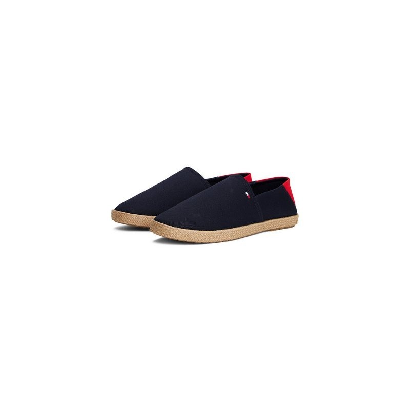 Tommy Hilfiger HILFIGER ESPADRILLE CORE TEXTILE Slipper, Schlupfschuh, Espadrilles, Sommerschuh, Kontrastbesatz an der Ferse