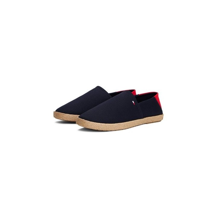Tommy Hilfiger HILFIGER ESPADRILLE CORE TEXTILE Slipper, Schlupfschuh, Espadrilles, Sommerschuh, Kontrastbesatz an der Ferse