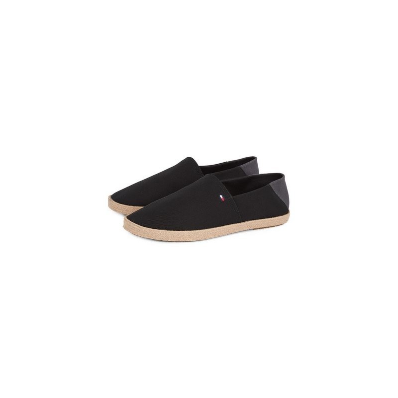 Tommy Hilfiger HILFIGER ESPADRILLE CORE TEXTILE Slipper, Schlupfschuh, Espadrilles, Sommerschuh, Kontrastbesatz an der Ferse