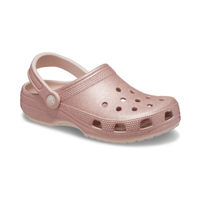 Crocs Classic Glitter Clog, Badesandale, Hausschuh, Sommerschuh, Schlappen, Schlupfschuh mit Glitzer verziert
