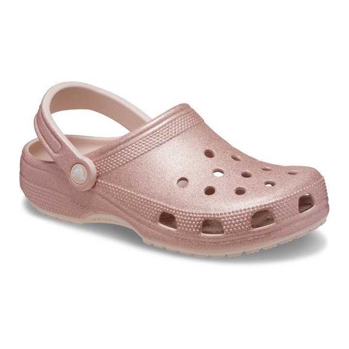 Crocs Classic Glitter Clog, Badesandale, Hausschuh, Sommerschuh, Schlappen, Schlupfschuh mit Glitzer verziert