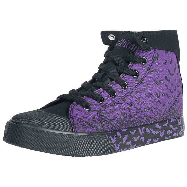 Gothicana by EMP - Gothic Sneaker high - Walk The Line - EU37 bis EU42 - für Damen - Größe EU37 - lila/schwarz