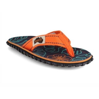 Gumbies Nachhaltiger Zehentrenner im orange hibiscus Design Hausschuh aus nachhaltigem Material