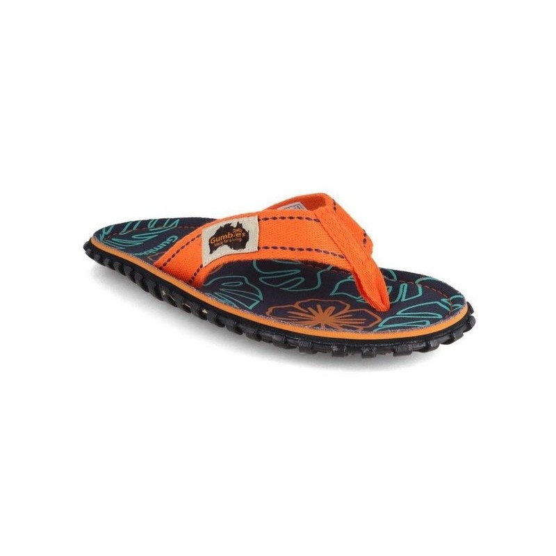 Gumbies Nachhaltiger Zehentrenner im orange hibiscus Design Hausschuh aus nachhaltigem Material