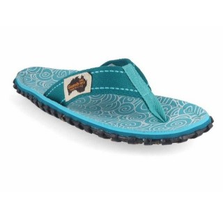 Gumbies Nachhaltiger Zehentrenner im Turquiose Swirls Design Hausschuh aus nachhaltigem Material