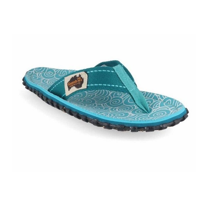 Gumbies Nachhaltiger Zehentrenner im Turquiose Swirls Design Hausschuh aus nachhaltigem Material