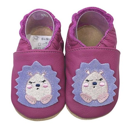 HOBEA-Germany Krabbelschuhe Igel lila Krabbelschuh handgefertigt in der EU