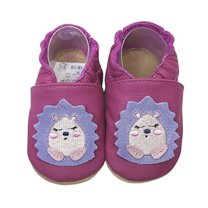 HOBEA-Germany Krabbelschuhe Igel lila Krabbelschuh handgefertigt in der EU