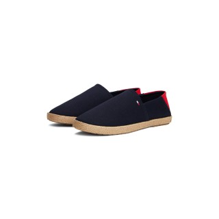 Tommy Hilfiger Slipper »HILFIGER ESPADRILLE CORE TEXTILE«, Schlupfschuh, Espadrilles, Sommerschuh, Kontrastbesatz an der Fers
