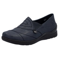 Rieker Slipper, Schlupfschuh, Halbschuh, Slip on mit Stretcheinsatz und Ziersteppung
