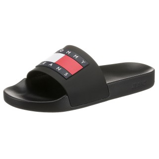 Tommy Jeans Pantolette »TOMMY JEANS FLAG POOL SLD ESS«, Sommerschuh, Schlappen mit farbiger Logoflagge
