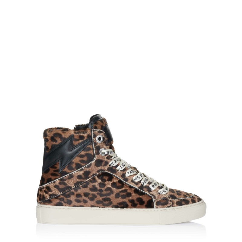 Zadig Voltaire High Flash Printed Cowskin Wit Schuhe braun 38