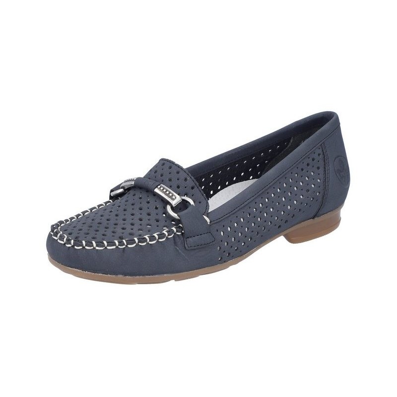 Rieker Mokassin Slipper, Sommerschuh mit toller Schmuckspange