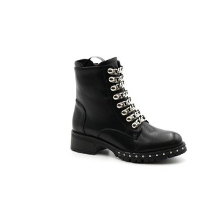 Sonderpostendiscount Damen Boots Stiefletten DR11-798-93BS Black/Silver Bootsschuh