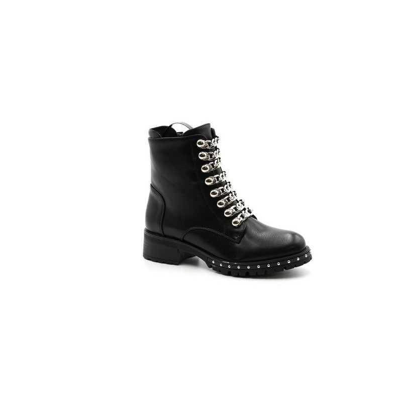 Sonderpostendiscount Damen Boots Stiefletten DR11-798-93BS Black/Silver Bootsschuh