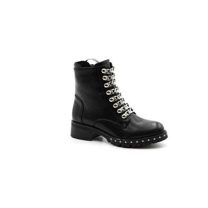 Sonderpostendiscount Damen Boots Stiefletten DR11-798-93BS Black/Silver Bootsschuh