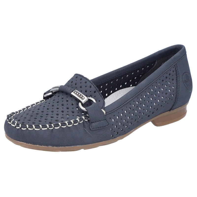 Rieker Mokassin, Slipper, Sommerschuh mit toller Schmuckspange