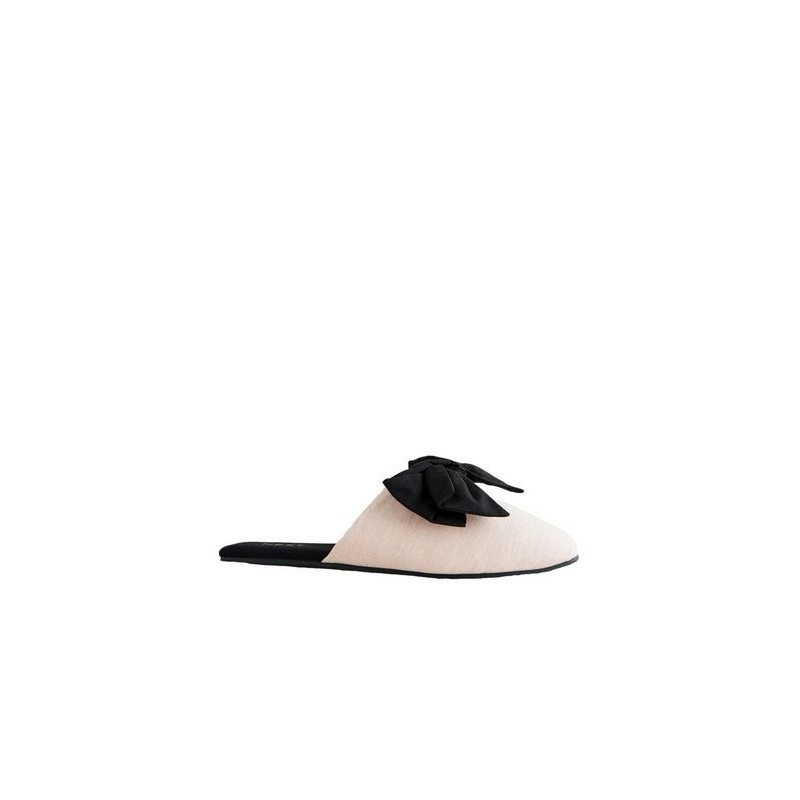 Next Pantolette aus Leinengemisch mit Schleife Hausschuh (1-tlg)